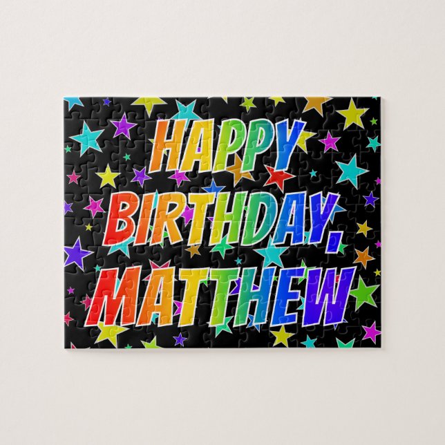 "MATTHEW" Vorname, Spaß "GLÜCKLICHER GEBURTSTAG" Puzzle (Horizontal)