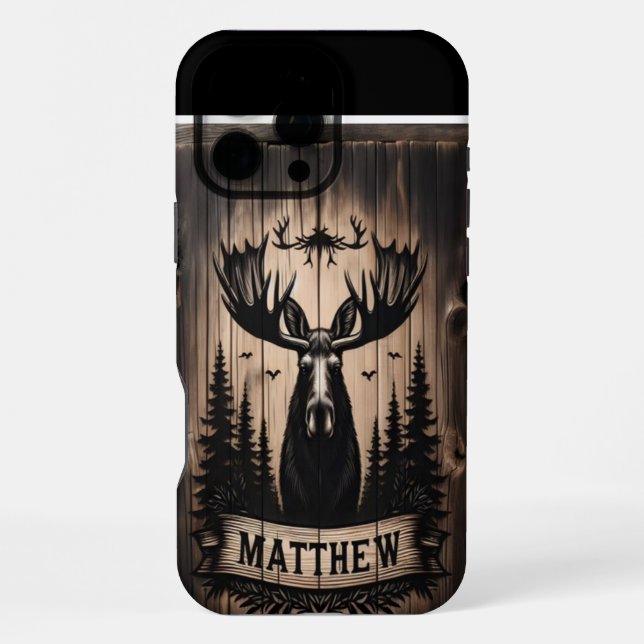 Matthew's Moose Forest Sign iPhone Hülle (Rückseite)