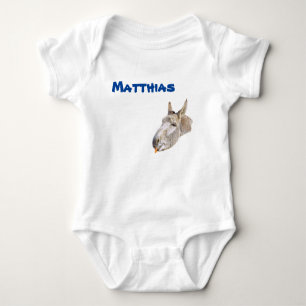 Matthias Name mit einem Esel, Baby Bodysuit Baby Strampler