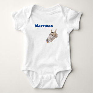 Matthias Name mit einem Esel, Baby Bodysuit Strampler