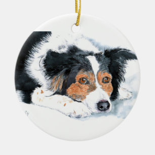 Mattie die Border-Collie Keramikornament