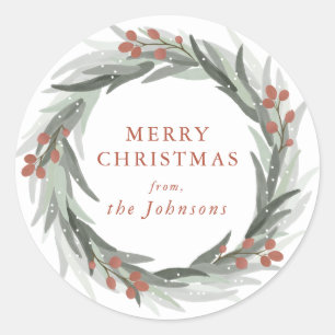 Mattiert Berries Weihnachtsaufkleber Runder Aufkleber