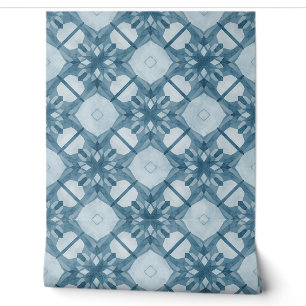 Mattiert-Blaue Geometrische Schneeflocke Tapete
