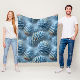 Mattiert-Blaue Pinecones Fleecedecke