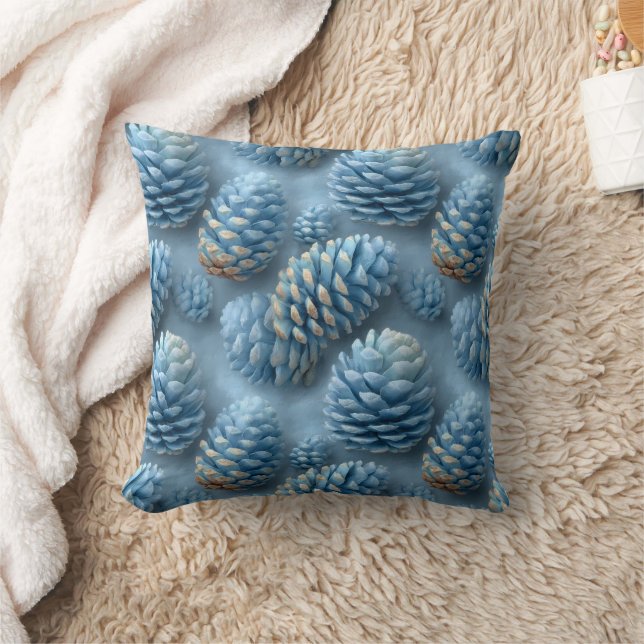 Mattiert-Blaue Pinecones Kissen (Decke)