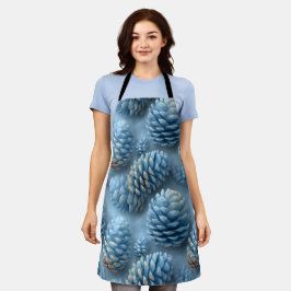 Mattiert-Blaue Pinecones Schürze