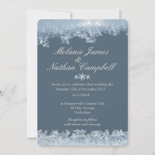 Mattiert Blue Winter Wedding Custom Einladung (Vorderseite)