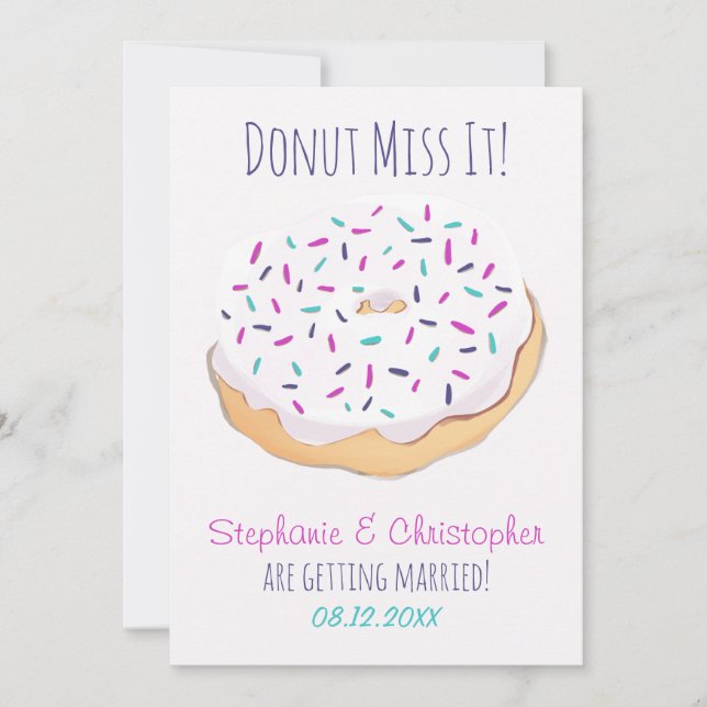 Mattiert Donut Miss It Hochzeit Save The Date (Vorderseite)