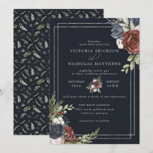 Mattiert Florals Botanische Winterhochzeit Einladung