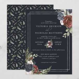 Mattiert Florals   Botanische Winterhochzeit Einladung