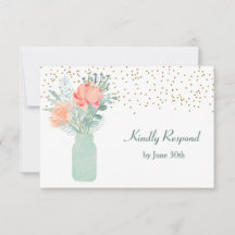 Mattiert Glass Mason Jar Wedding RSVP