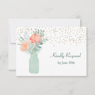 Mattiert Glass Mason Jar Wedding RSVP Karte