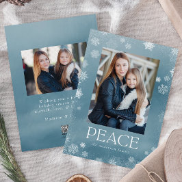 Mattiert Peace Icy Blue Watercolor Foto Feiertagskarte