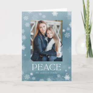 Mattiert Peace Icy Blue Watercolor Foto Feiertagskarte