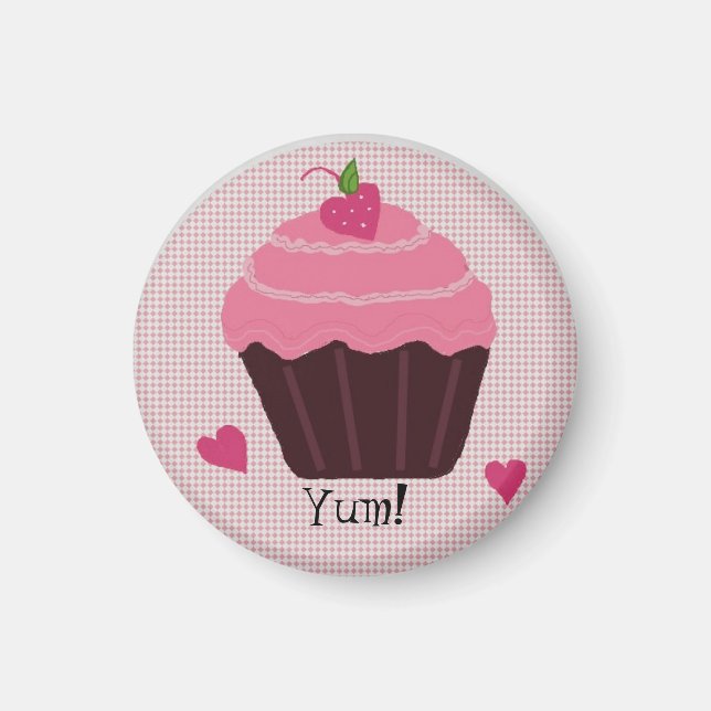 Mattiert Pink Cupcake Magnet (Vorne)