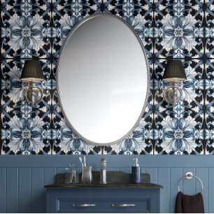 Mattiert Regal Blauer Schwarz Traditionelles Schwa Tapete