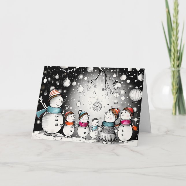 Mattiert Snowman Feiertagskarte (Vorderseite)