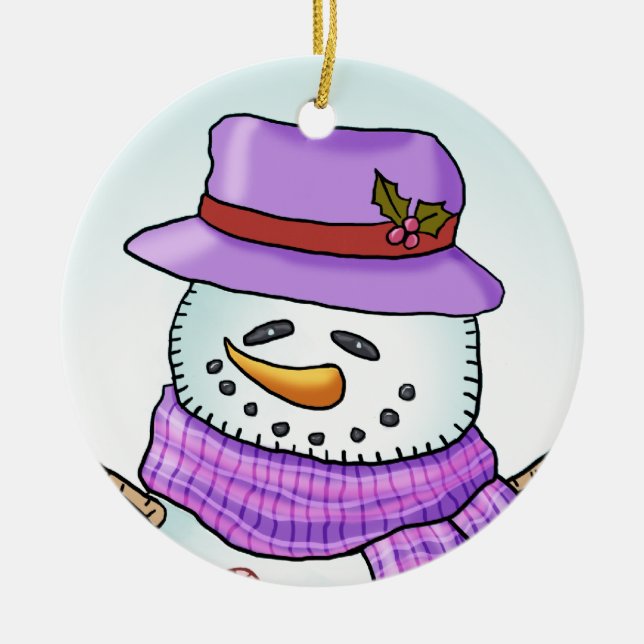 Mattiert Snowman Keramikornament (Vorne)