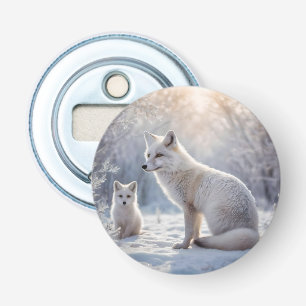 "Mattierte Anleihen: The Arctic Fox and their Cub" Flaschenöffner