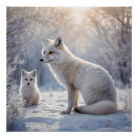 "Mattierte Anleihen: The Arctic Fox and their Cub"