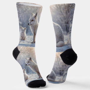 "Mattierte Anleihen: The Arctic Fox and their Cub" Socken