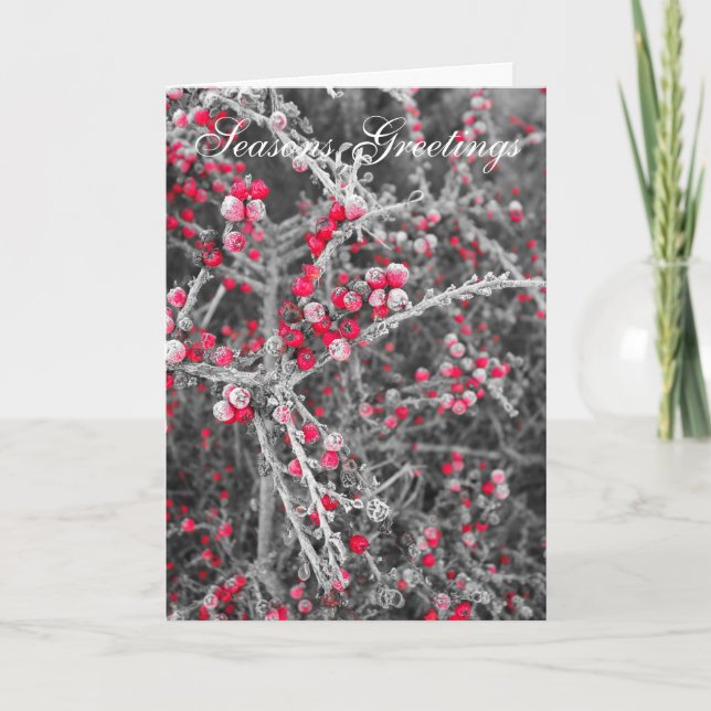 Mattierte Beeren-Weihnachtskarte Feiertagskarte (Vorderseite)