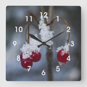 Mattierte Berries Quadratische Wanduhr