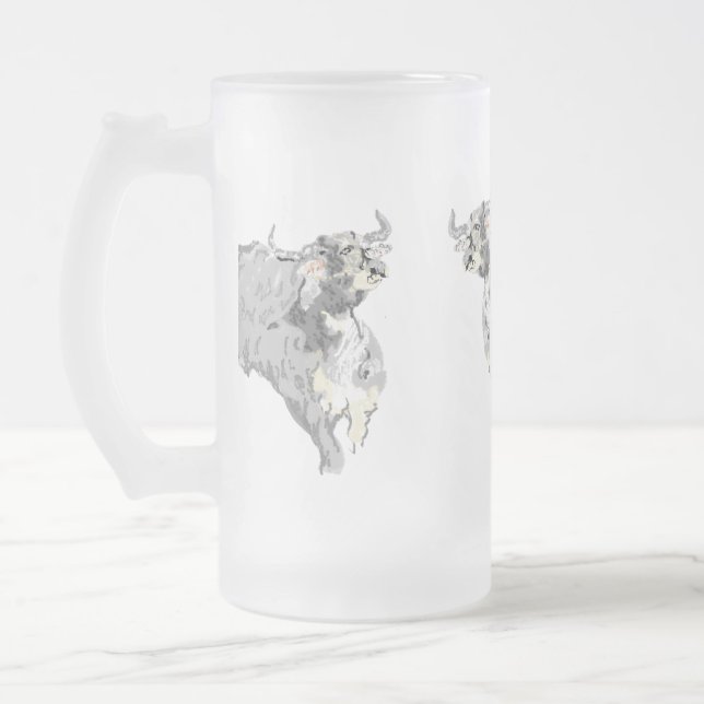 Mattierte Bier-Tasse: Buffalo ist auf dem Laufende Mattglas Bierglas (Links)