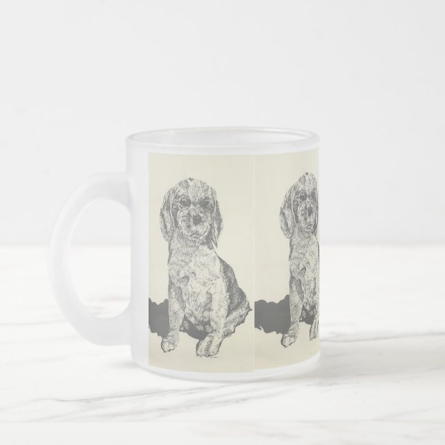 mattierte Bier-Tasse/ Cocker Spaniel Mattglastasse (Links)