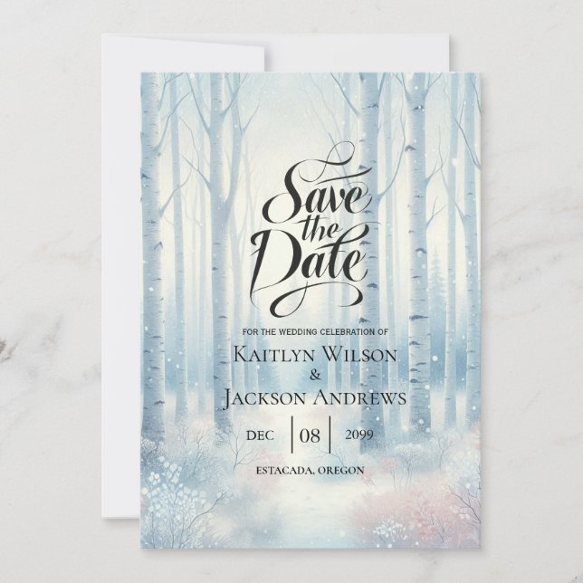 Mattierte Blauwaldhochzeit Save The Date (Vorderseite)
