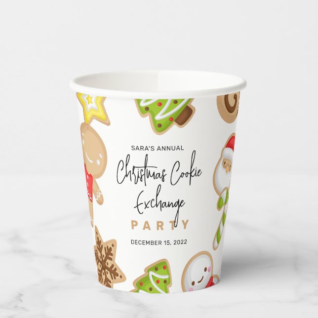 Mattierte Cookies Weihnachts-Cookie-Exchange-Party Pappbecher (Links)
