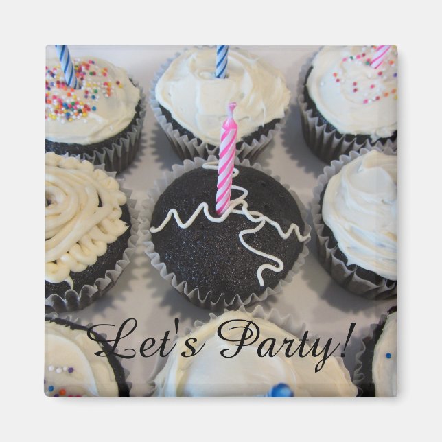Mattierte Cupcakes Party Magnet (Vorne)