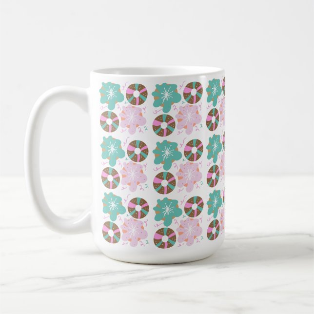 Mattierte Donuts Pink Doodles Kaffeetasse (Links)