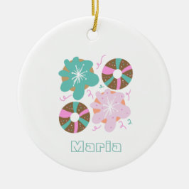 Mattierte Donuts Pink Doodles Keramik Ornament