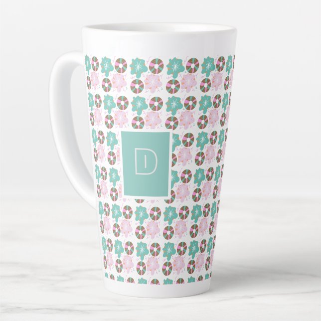 Mattierte Donuts Rosa Doodles Initial Milchtasse (Linke Ecke)