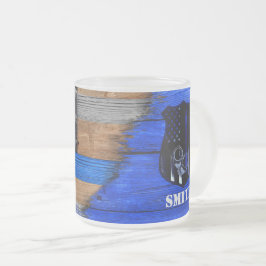 Mattierte Flag Thin Blue Line-Tasse Mattglastasse