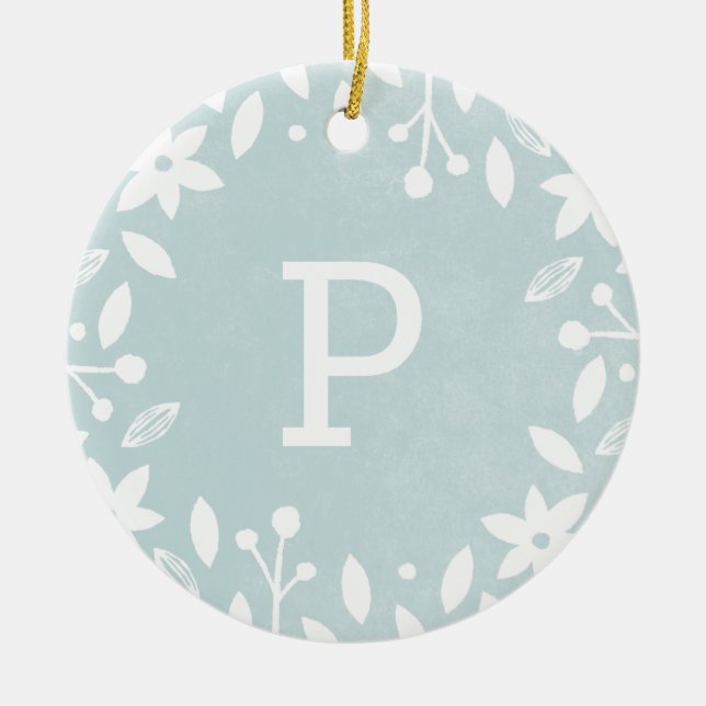 Mattierte Foliage Keramik Ornament - Aqua (Vorne)