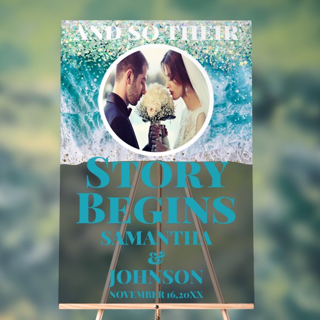 Mattierte Geschichte beginnt Beach Wedding Willkom Acrylschild (Neutral)