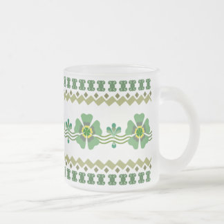 Mattierte GlasTasse - Retro grüne Blume Mattglastasse