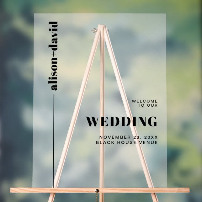 Mattierte  Hochzeit in Schwarz-Weiß WELCOME Acrylschild (Neutral)