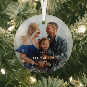 Mattierte Jahreszeit Personalisierter Weihnachtssc Ornament Aus Glas