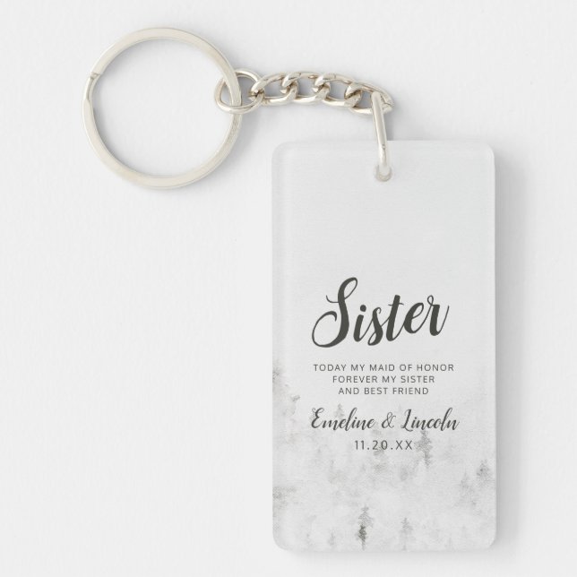 Mattierte Kiefern Rustikales Weißgebirge Zitat Schlüsselanhänger (Vorderseite)