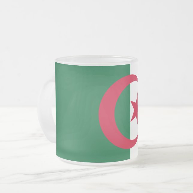 Mattierte kleine Tasse aus Glas mit algerischer Fl (Vorderseite Links)