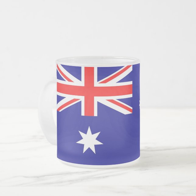 Mattierte kleine Tasse aus Glas mit australischer  (Vorderseite Links)