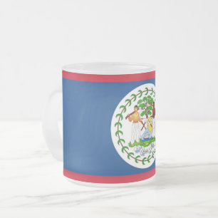 Mattierte kleine Tasse aus Glas mit Belize-Flagge