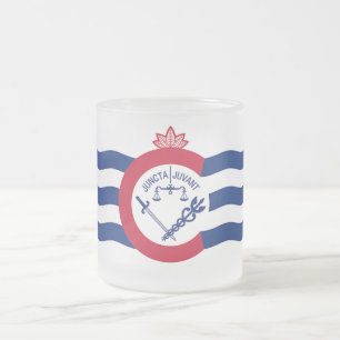 Mattierte kleine Tasse aus Glas mit Cincinnati-Fla