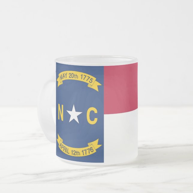 Mattierte kleine Tasse aus Glas mit der Flagge Nor (Vorderseite Links)