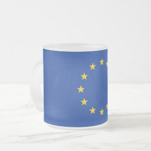 Mattierte kleine Tasse aus Glas mit Europafahne