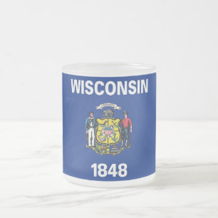 Mattierte kleine Tasse aus Glas mit Fahne Wisconsi