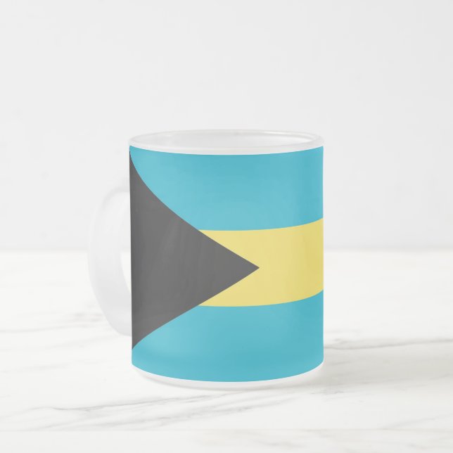 Mattierte kleine Tasse aus Glas mit Flagge von Bah (Vorderseite Links)